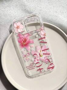 Flower Floral Painted Shockproof Phone Case, Compatible With IPhone 16/11/12/13/14/15/15 Pro/15 Plus/15 Pro Max/7 Plus/8 Plus/X/Xs Max/Xr/11 Pro/12 Pro/13 Pro/14 Pro/12 Mini/13 Mini/11 Pro Max/12 Pro Max/13 Pro Max/14 Pro Max/14 Plus/6/6s/6 Plus/7/8/16 Pro/16 Plus/16 Pro Max/SE, Protective Phone Case - Clear - View 2