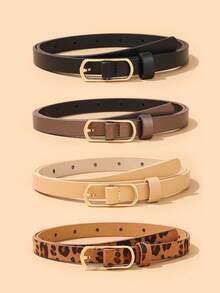 4pcs Oval Buckle Decorative Accessories, Fashionable Versatile Suitable For Daily Use Women's Belt Set - Multicolor - View 8