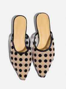 Women's Comfortable Low-Heel Sandals, 2026 Summer Mesh Sandals New Arrival, Elegant Pointed Toe Slippers, Breathable Apricot Polka Dot, Non-Fatiguing Ladies Shoes - Apricot - View 6