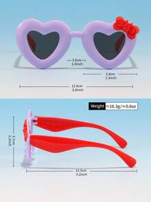 6副儿童爱心、蝴蝶结、花朵造型可爱时尚眼镜，适合生日派对 - 彩色 - 查看 5