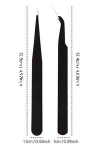 1 pezzo Pinzette oblique in acciaio inossidabile, colore nero, accessori per arte di unghie, extension ciglie, calligrafia - nero - Visualizzare 8
