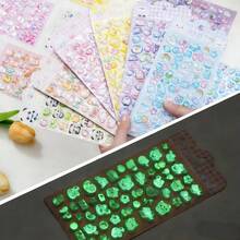 3D Luminous Embossed Stickers, Cartoon Sticker Decals For Phone Case, Jewelry, Scrapbooking, Gifts For Valentine's Day, Easter, Anime Fans, DIY Crafts - Multicolor - View 8
