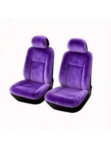 2pcs Plush Car Seat Covers, Black & Pink Fluffy Seat Cushions, Unisex Suitable For SUV & Sedan, Winter Use - Multicolor - View 9