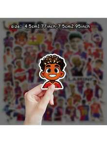 50张层压亚马尔贴纸，足球贴纸，行李箱装饰贴纸，水瓶装饰贴纸，桌面装饰贴纸，DIY剪贴簿贴纸，派对装饰贴纸，房间装饰贴纸，派对小礼物 - 彩色 - 查看 2