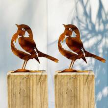 2pcs Vintage Rusty Metal Cast Iron Bird Decor, Suitable For Fence, DIY Wedding Outdoor Decoration, Fit For Outdoor Patio And Garden - Rust - View 12
