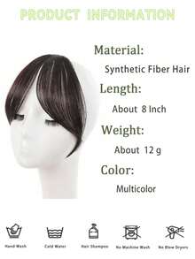 女士假发，自然刘海，逼真的“8”字形空气刘海，无缝轻盈的法国合成假发刘海。 - 彩色 - 查看 6