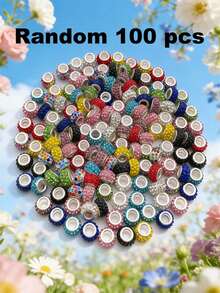 50/100 piezas Cuentas de silicona con agujero grande - Cuentas espaciadoras de acrílico agrietado surtido, adecuadas para hacer pulseras, collares, llaveros - Suministros duraderos para hacer joyas - Multicolor - Ver 16