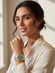 Guess Đồng hồ nữ Quartz, máy quartz, dây đeo bằng thép không gỉ, vỏ bằng thép không gỉ, thích hợp để đeo hàng ngày, dự tiệc và các dịp khác GW0308L2 GW0308L3 GW0308L5 - màu xanh lá - Xem 9