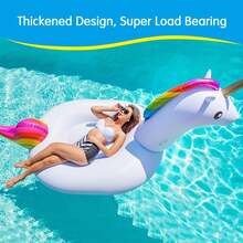 1pc Large Inflatable Unicorn Ride-On, 250x140x110cm Swimming Pool Float - Adult Inflatable Flamingo Swimming Ring, Durable Swimming Toy - Unicorn - View 5