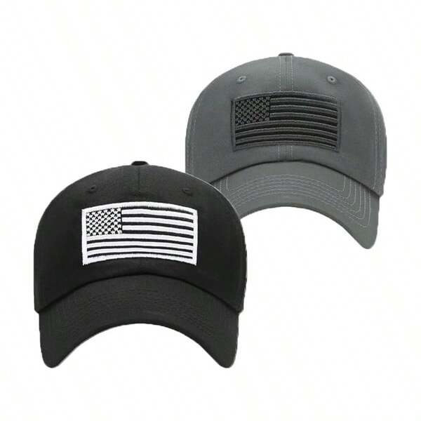2 piezas/Set Gorra de béisbol con bandera americana, gorra de papá de perfil bajo unisex para exteriores