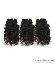 Set de 3 extensiones de cabello humano real ondulado brasileño, ondas húmedas, 100% cabello humano Remy sin procesar, ondas largas de doble trama, anti-caída, adecuado para disfraces de Halloween - SNatural - Ver 4