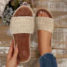 Summer Women Slides Shoes Sandals For Women Flats Outdoor Walking Travel Platform Sandals Open Toe Beach Bohemia Jute Sole Lightweight Comfortable - lanh - Xem 3