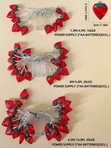 1入組10/20/30顆led 1.5/3/4.5m草莓形狀串燈,適用於兒童房間裝飾、童話主題房間裝飾、生日派對、婚禮、派對用品、禮品,四季皆通用 - 黃色 - 查看 8