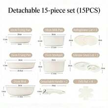 1 Set Non-Stick Cookware & Detachable Heat-Resistant Pot Holder Set, White Non-Stick Kitchen Cookware Set - View 10