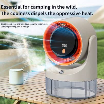 1800mAh USB充电式100档调速迷你风扇，家用/办公循环风扇，高风量，桌面加湿风扇