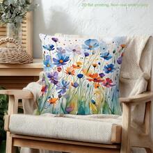 1 Stück Aquarell Blumen Muster Kissenbezug [ohne Kissenfüllung], 17,7*17,7 Zoll (45*45 cm)/19,69*19,69 Zoll (50*50 cm)/15,75*15,75 Zoll (40*40 cm), [einseitiger Muster], aus Polyester, Landhausstil Kissenbezug für Sofa, Bett, Wohnzimmer, Schlafzimmer, Auto, Büro, Hotel Dekoration, geeignet für alle Jahreszeiten, perfektes Geschenk für Familie und Freunde - Verschiedenfarbig - Übersicht 7