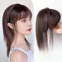 Synthetic Natural Hairpiece With Braids Headband Bangs Fringe Bands Heat Resistant Bangs Clip In Hair Extensions Hairpiece For W - Multicolor - View 2