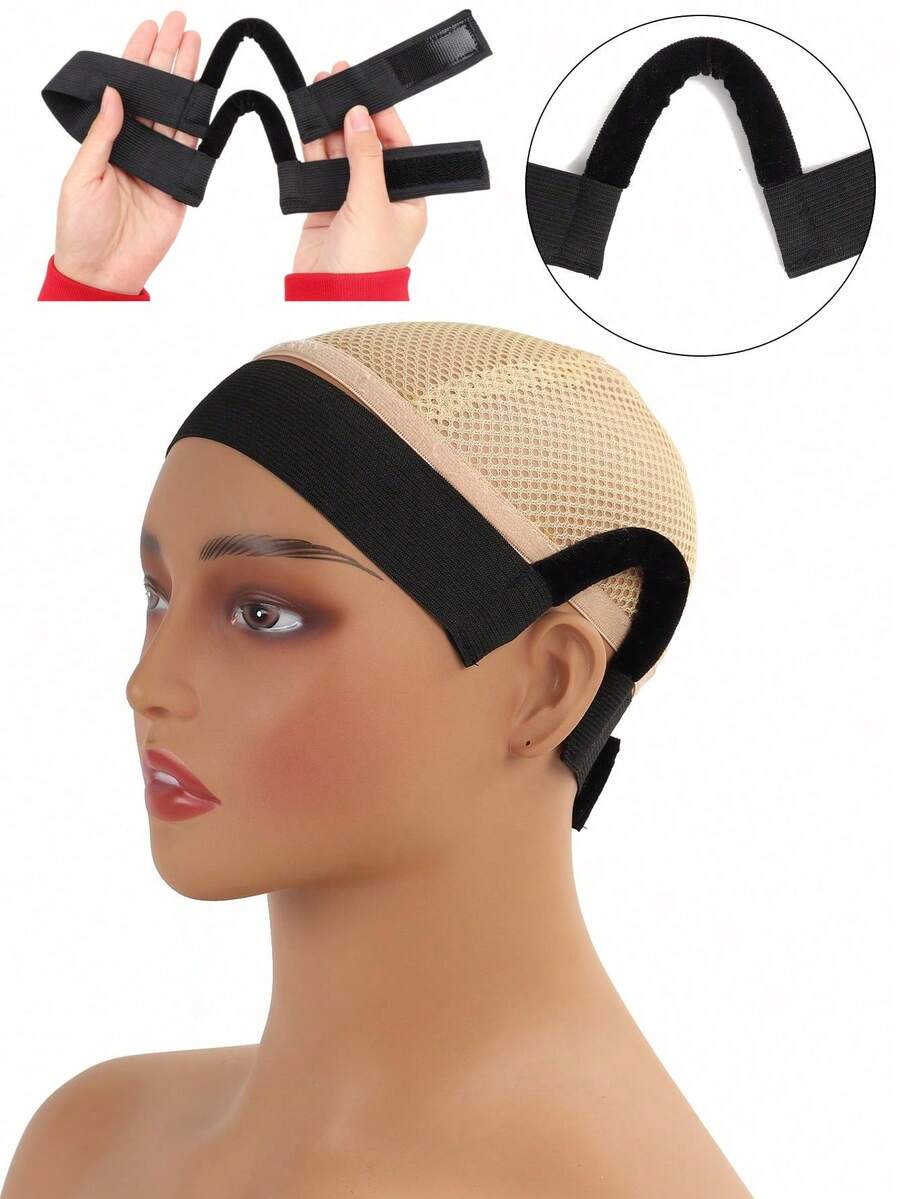 3/1pc Lace Melt Wig Band With Ear Hanger New Arrival Wig Band With Ear Cut Outs 3Cm Width Lace Melting Band Black Wig Edge Lace Frontal Melt Adjustable Wrap To Lay Scarf Wig Band With Ear Protection Lace Edge Band - View 1