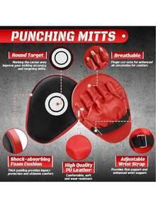 Unisex Youth Boxing Gloves Pad, Suitable For Martial Arts, Karate, Boxing, Muay Thai, Taekwondo Etc. Curved Leather Training Boxing Gloves - Multicolor - View 2