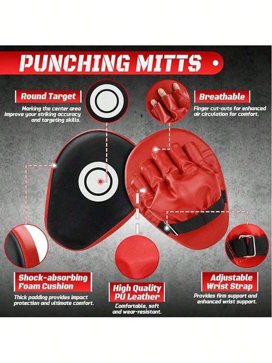 Unisex Youth Boxing Gloves Pad, Suitable For Martial Arts, Karate, Boxing, Muay Thai, Taekwondo Etc. Curved Leather Training Boxing Gloves