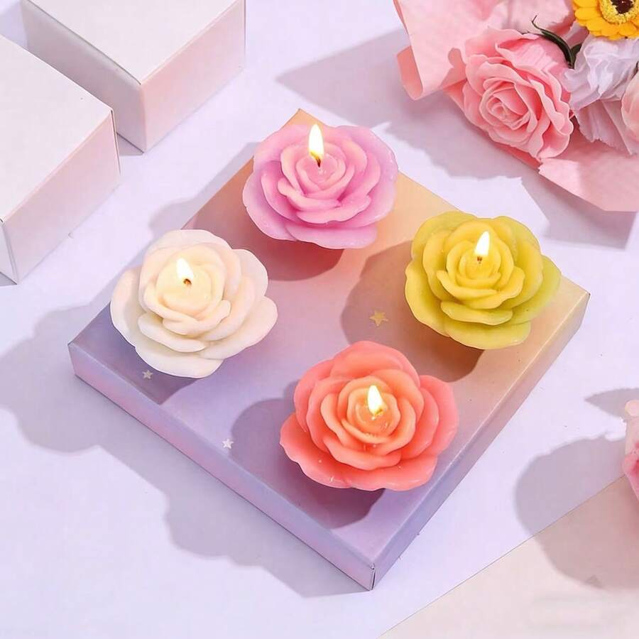 1pc Peony Scented Candle, Suitable As Gift For Female Friends, Colleagues And Students, Elegant Fragrance Candle - 4pcs - View 1