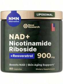 Reus Research NAD+ Supplement 80 Capsules |     Anti-Aging, Cellular Energy & Mental Focus Boost |     Clinically Studied NMN Alternative, Longevity & Skin Vitality Support - 1瓶 - 查看 9