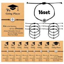 16pcs Graduation Bracelet Set 2026, Adjustable Compass Charm, University & High School Graduation Gift - Brown - View 7