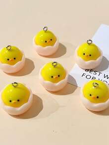 5/10/15pcs Per Pack, Three-Dimensional Cute Chick Breaking Out Of Its Resin Pendant, Jewelry Additions - Multicolor - View 2