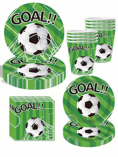 66pcs Football Themed Football Disposable Tableware Set, Includes Disposable Plates, Napkins, And Paper Cups , Banners And Tablecloths,Perfect For Sports Party, Camping, Barbecues, Picnitc, Wedding, Party And Birthday, Suitable For Sports Party Decorations, Home Decorations, Birthday Decorations, Wedding Decorations, Which Perfect Footabll Party Supplies, Bbq Supplies, Football Game Viewing Parties, Birthday Party Supplies