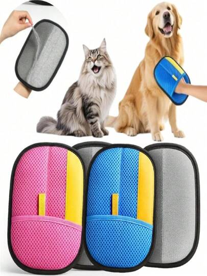 Upgraded Electrostatic Pet Hair Removal Gloves With Magic Brush - Five-Finger Reusable Hair Remover Suitable For Cats & Dogs, Static Technology For, Clothing, Car Seats, Furniture - No Water/Evacuation Required