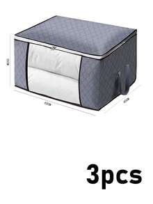 Estilo A: 3 piezas / Estilo B: 4 piezas / Estilo C: 1 pieza Bolsa de almacenamiento de ropa grande con asas y ventana transparente, organizador de ropa para guardar edredones y mantas, decoración de festivales, decoración de habitaciones, decoración del hogar, decoración del dormitorio, vestidos, pantalones, zapatos, jeans, botas, faldas - Gris - Ver 8