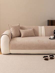 1 vỏ đệm ghế sofa màu trơn, kiểu dáng tối giản hiện đại, bảo vệ ghế sofa chống trầy xước, thân thiện với thú cưng, có thể giặt máy, phù hợp với ghế sofa hình chữ L và ghế sofa 1/2/3/4 chỗ ngồi (bán riêng). - Màu Khaki - Xem 4