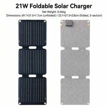 便携式太阳能充电板 - 3W/5W/10W/12W/21W/32W 可折叠太阳能充电器，带登山扣，晴天可为手机/相机/移动电源/小型设备/应急电源充电，户外露营徒步装备 - 彩色 - 查看 7