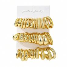 36颗水滴扭齿轮CCB不对称耳环，适合女性日常佩戴 - 金色 - 查看 5