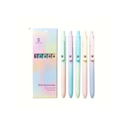 5/3/1pc Startraveler Gel Pens Set, Aurora Accent Design Retractable Quick Dry Black Color Ink Pens Fine Point 0.7mm, Premium Cute Rolling Ball Smooth Writing Pastel Aesthetic Pens Comfort Grip For School Office Supplies