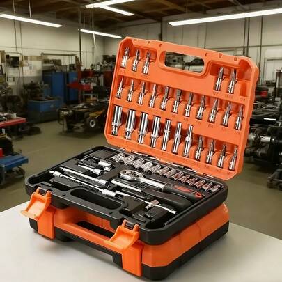 Bộ dụng cụ đa năng và cờ lê bánh cóc chất lượng cao 53 chi tiết - Bộ dụng cụ sửa chữa ô tô chuyên nghiệp, bao gồm cờ lê bánh cóc và nhiều loại tua vít, bộ cờ lê bánh cóc | Cấu trúc bền chắc, bộ dụng cụ, dụng cụ cơ khí ô tô, bộ cờ lê đầu tuýp