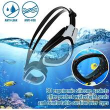 Adult Anti-Fog Swim Goggles Wide & Secure Fit - Black & White/Non-polarized Clear Lens - View 5