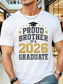 Proud Brother Of A 2026 Graduate T-Shirt Graduation Party Gift For Brother Graduation Celebration Wear College Graduation Shirt,220g - 白色 - 查看 1