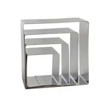 5件套不锈钢波浪边和直边饼干模具（尺寸分别为2英寸、2.6英寸、3英寸、4.7英寸和5.5英寸），4件套方形慕斯蛋糕圈 - 查看 3