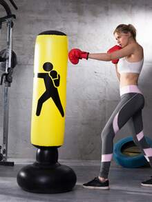 1pc Inflatable Punching Column, Adult Inflatable Punching Bag Freestanding Punching Bag, 1.6m Striking Column, Exhaust Pipe Bag, Thick Punching Column - Yellow - View 7