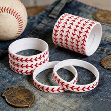 20/40/60 Pieces Of White Silicone Baseball Wristbands, Sports Softball Wristbands, Athlete Sports Gifts, Softball Party Supplies, Birthday Gifts For Boyfriend/Girlfriend, Perfect Wearing Accessories, Party Events, Corporate Sports Team-Building Activities - 60pcs - View 4