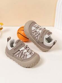 Infant Sports Shoes, Breathable Soft Sole Anti-Slip Toddler Shoes, Convenient Hook And Loop Design - Khaki - View 2