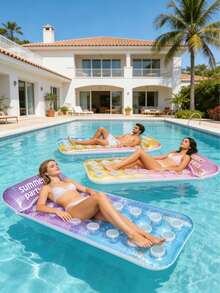 1 pieza Flotador inflable de piscina de verano, material de PVC, patrón de cielo estrellado con lentejuelas hueco, cama flotante inflable, balsa de piscina inflable, adecuado para fiesta de piscina de vacaciones, bomba de aire aleatoria incluida - Cama flotante en cueva de cielo estrellado - Ver 5