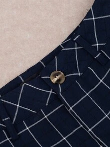 Bộ vest vải kẻ caro phong cách retro, thường ngày, thanh lịch, công sở, chuyên nghiệp, cỡ lớn, quần và áo khoác, mùa xuân. - Màu xanh hải quân - Xem 6