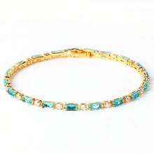 1 Chiếc, Vòng tay dây xích tennis thanh lịch dành cho nữ - Trang sức vàng đính đá Cubic Zirconia tổng hợp, dây chuyền bền chắc, chống phai màu, quà tặng hàng ngày và các dịp trang trọng, kỷ niệm, sinh nhật, ngày Valentine - Vòng tay sang trọng, trang sức vàng, trang sức chống phai màu, phong cách cổ điển, công nghệ chất lượng cao. - Nhiều màu - Xem 13