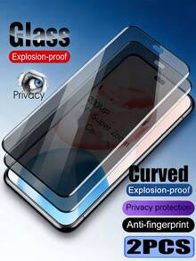 2pcs/Pack 3D Curved Privacy Tempered Glass Screen Protector Compatible With Samsung Galaxy S25 S23 S22 S25 S24 Ultra/ Note 15 14 13 Pro+ 4G 5G/Honor/Reno/And Other Phone Models, 9H Hardness Anti-Explosion Anti-Scratch Privacy Screen Protector - Black - View 142
