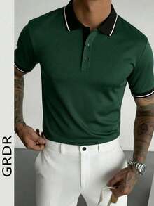 GRDR Men's Fashionable Polo Short Sleeve T-Shirt | Exquisite Design | Summer Essential | Easy To Match | Showcase Your Style - Green - View 6