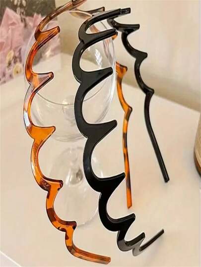 1/2pcs Fashion Women Wavy Headband, Minimalist Design Durable Non-Slip. Wavy Headband Suitable For Daily Wear Or Makeup. Headband With Wavy Pattern Design Is Elegant, Can Be Used As Bathroom Accessory And Hair Accessory