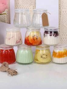 1/2/4pcs Transparent Glass Mini Pudding Jars With Lids, Suitable For Yogurt, Jam, Honey, Pudding Etc. Ideal For Making Refreshing Puddings In Summer, Portable And Easy To Use, Good Sealing, Dishwasher , Reusable - View 1