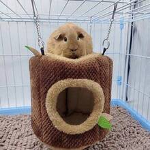 1pc Tree Stump Hanging Hammock ,Hamster Nest, Rabbit, Guinea Pig Nest, Sugar Glider, Squirrel Warm Nest, Hammock, Guinea Pig Nest, Small Animal House. Hamster Hideaways And Cage Accessories; Soft, Washable Log-Style Items. Hammocks For Hedgehogs, Ferrets And Rabbits, As Well As Small Animal Houses And Habitats. - Multicolor - View 6